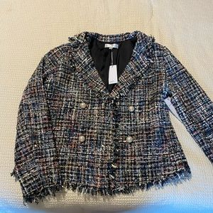 Tweed Blazer with Pearl Buttons